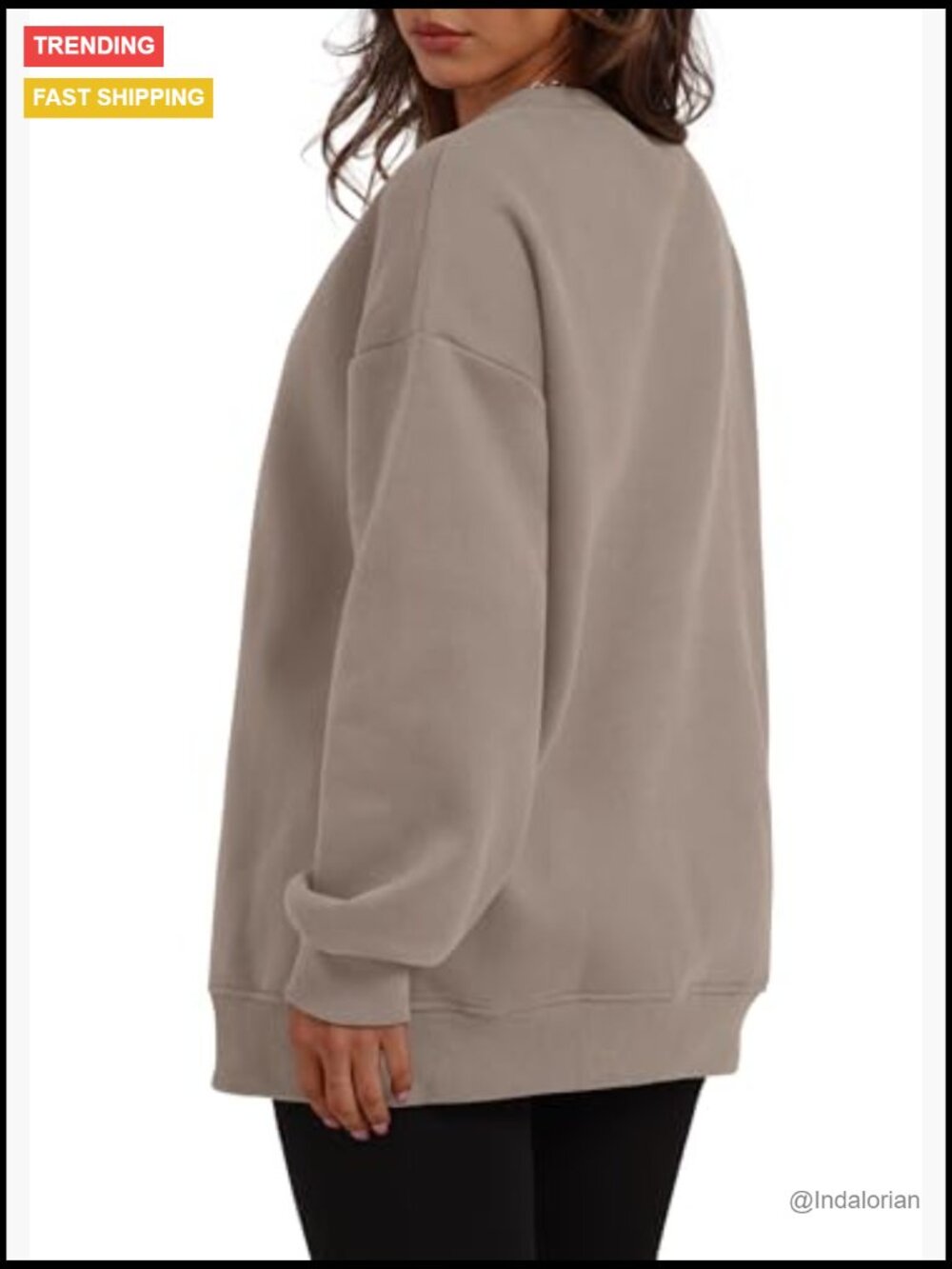 Oversized Fleece Pullover Sweatshirt with Pocket Casual Long Sleeve - Picture 4 of 6